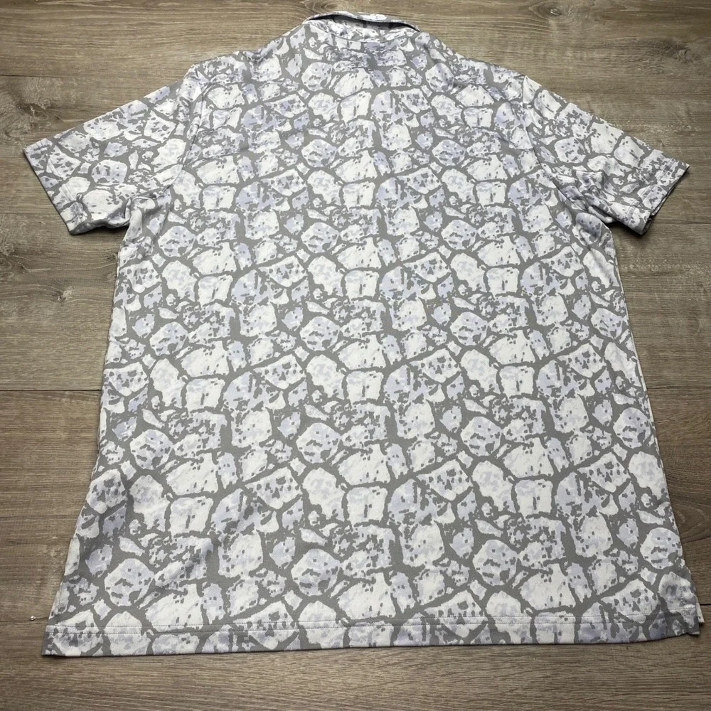Adidas Shirt Harbour Town Golf Links‎ Mens XL Grey White Stone Print Polo GR3093